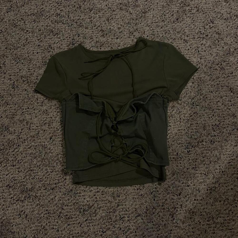 I.AM.GIA Mesh Olive Green Corset Top